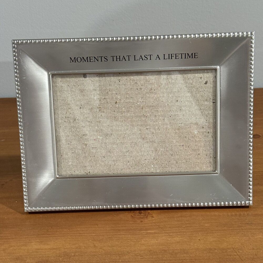 Malden Silver Beaded Photo Frame 4x6 Moments That Last A Lifetime Tabletop Used